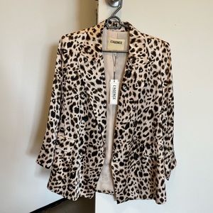 L’Agence Leopard Print Silk Blazer